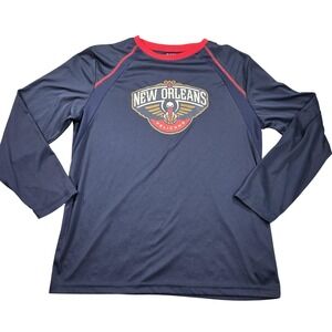 New Orleans Pelicans Shirt Mens Large Blue NBA Basketball Long Sleeve Tee